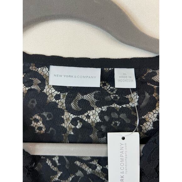 NWT New York and Company Black Blouse with Front Bow - Picture 2 of 4